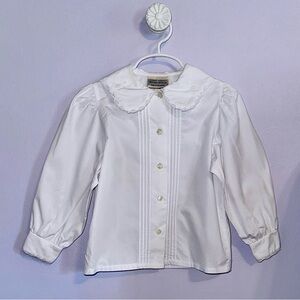 Vintage Laura Ashley Mother & Child Girls Sz 3 Years White Lace Pin-tuck Blouse